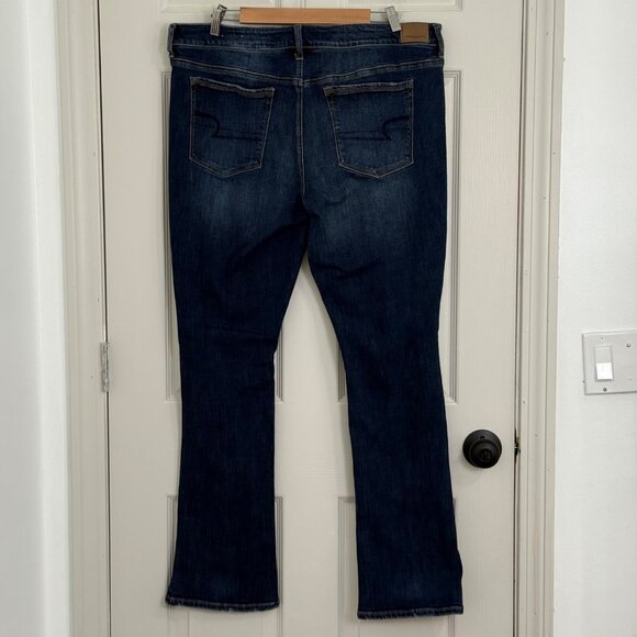 American Eagle Skinny‎ Kick Jeans Womens 20 Long Blue Mid Rise Boho Distressed - Picture 4 of 14
